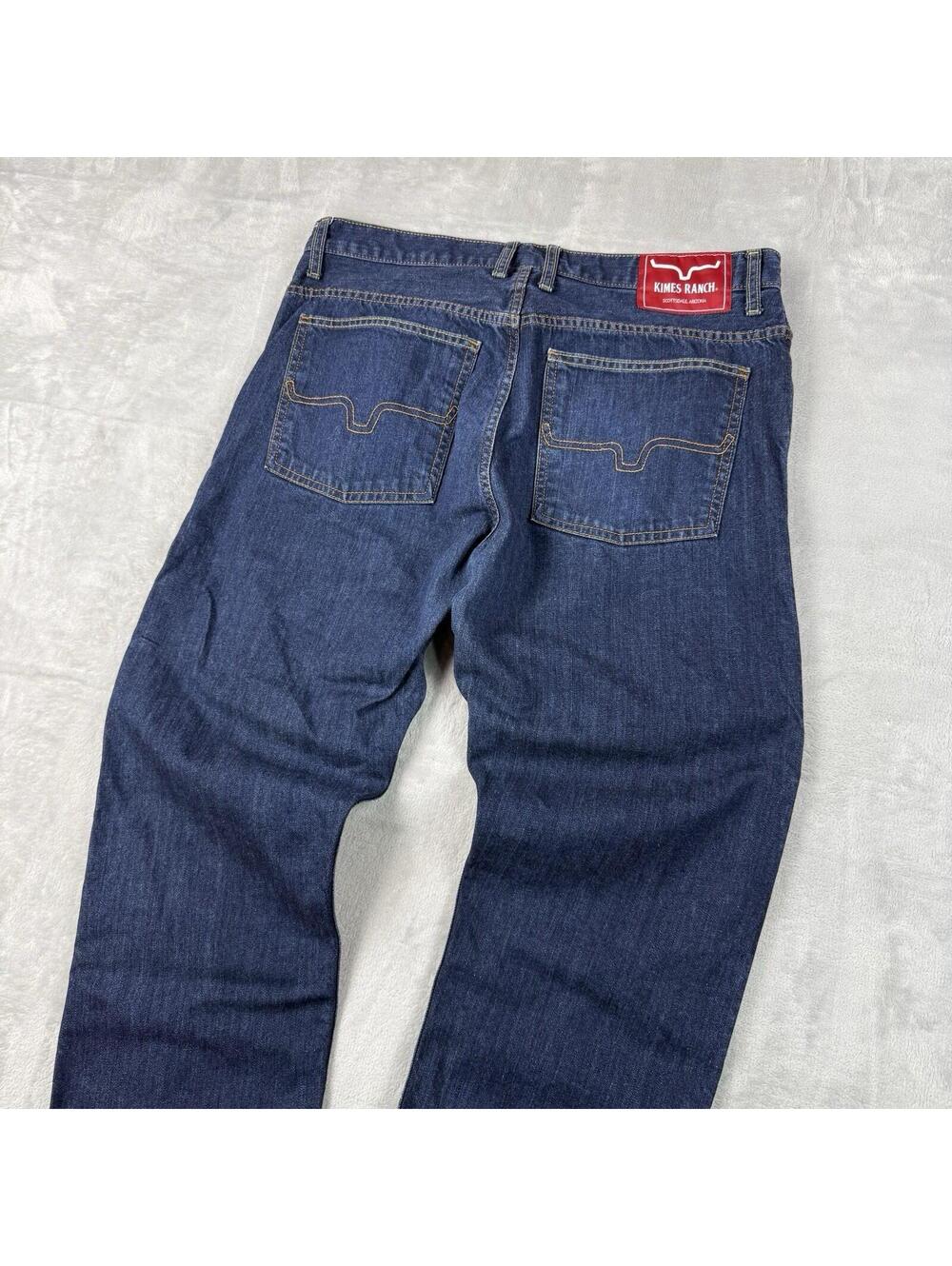 Kimes Ranch Roger Jeans Mens 35x32 Wash Straight Denim Western Preppy USA Made